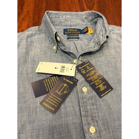 Polo Ralph Lauren Classic Fit Untucked Indigo Chambray Shirt Men's Medium $125 - Picture 5 of 16